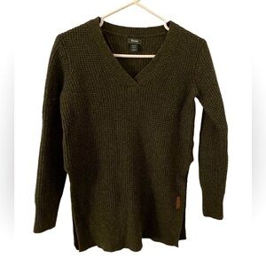 ROOTS Lambs Wool Blend Waffle Knit Tunic Sweater